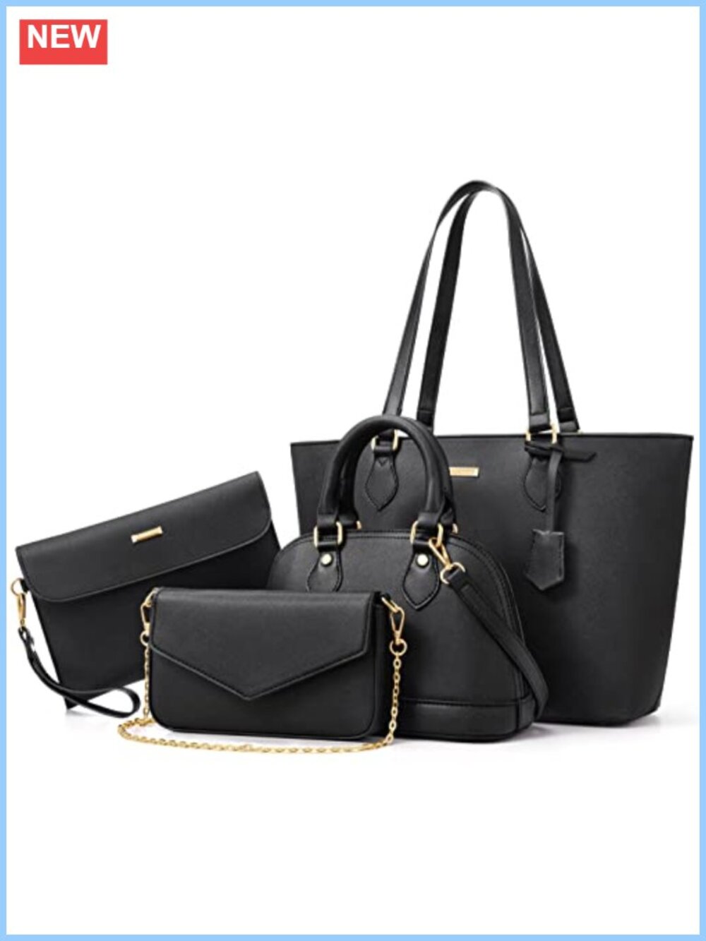 4-Piece Women's Tote Crossbody Bag Wallet Set Synthetic Leather Work